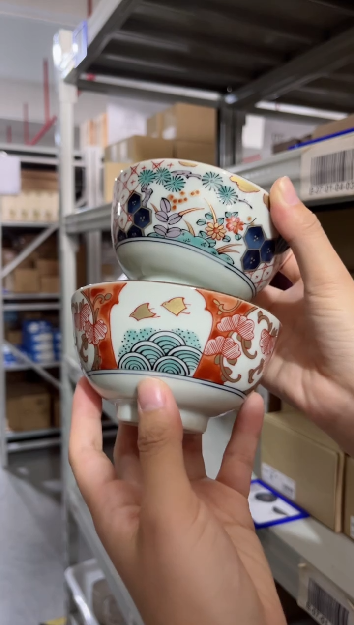 【闪购商品】瓷片锦金彩千鸟饭碗+间取锦草花饭碗