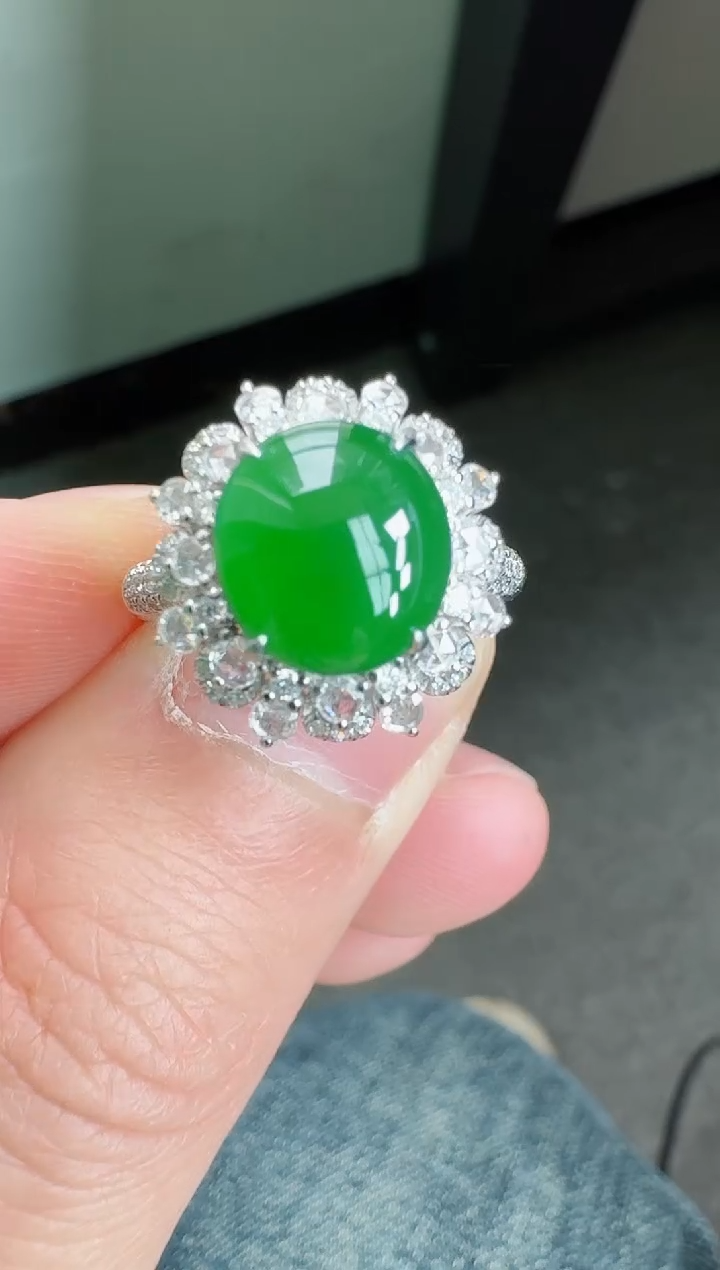 【闪购商品】翡翠戒指18K金镶嵌寄售回流，不退不换