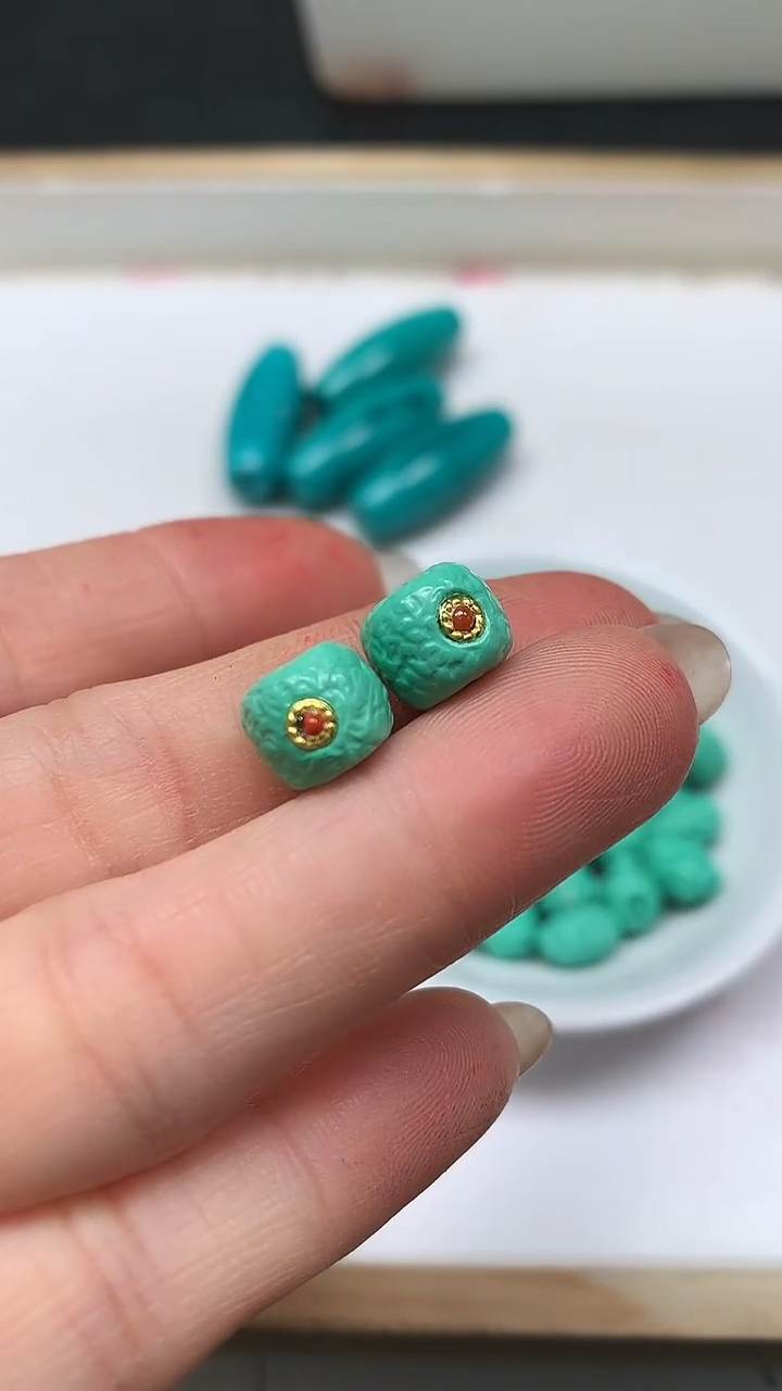 合金玛瑙手饰A1056绿 淞回纹方糖1个8元