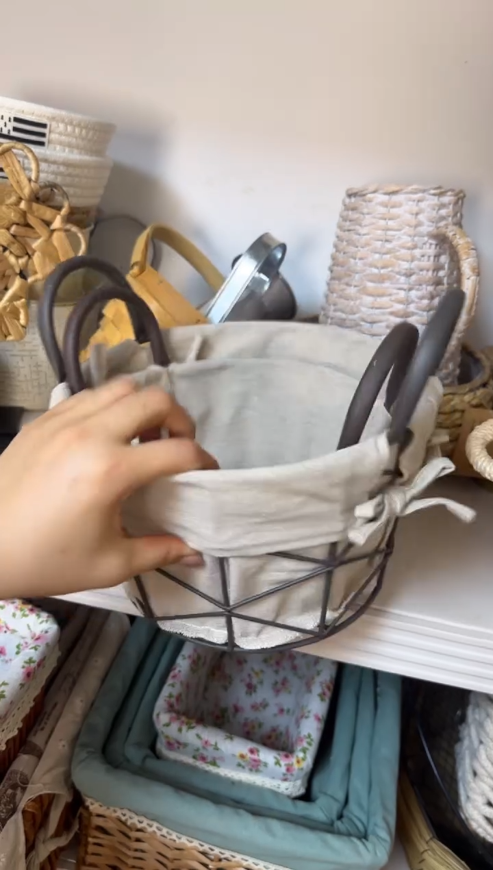 果*微瑕捡漏原铁色圆形小筐套二