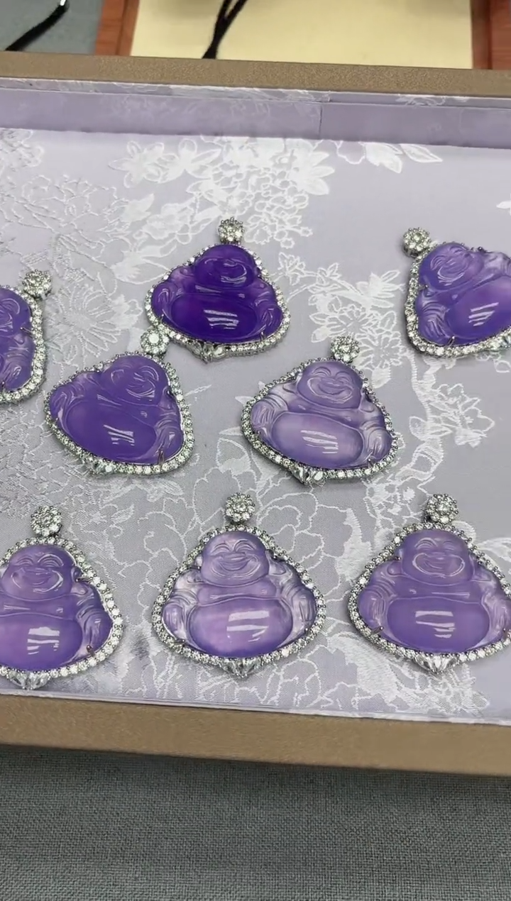 翡翠银S925镶嵌吊坠(赠链)冰妖紫佛公