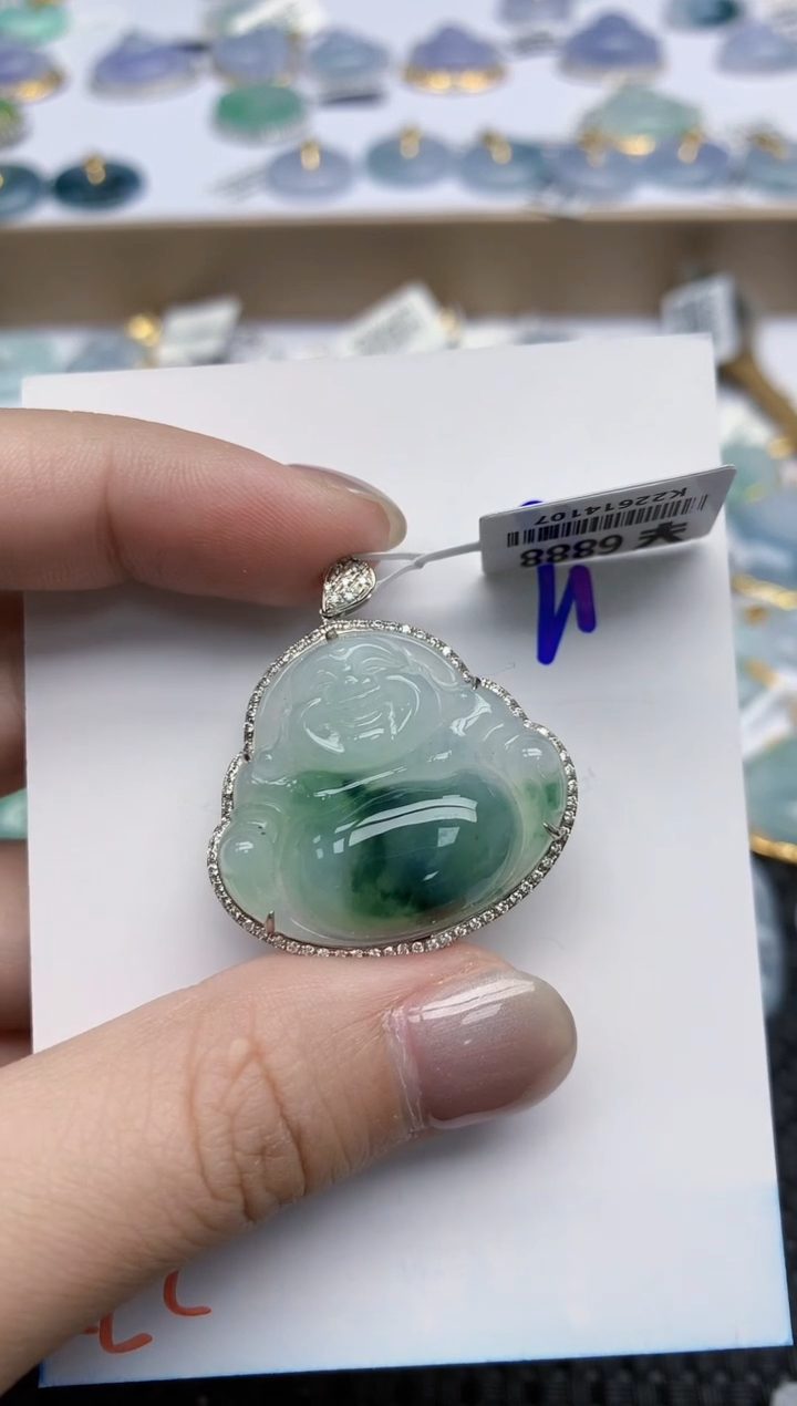 【闪购商品】翡翠颈饰18K金镶嵌天然翡翠A货