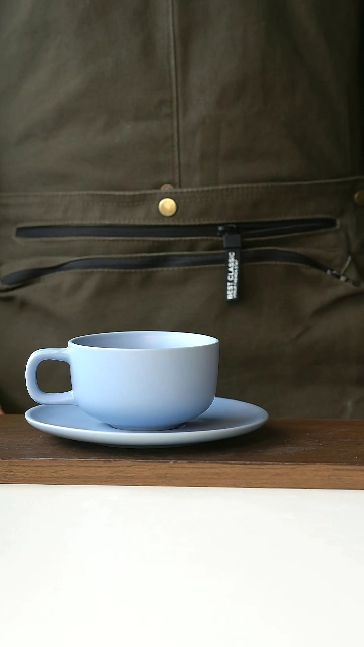 【闪购商品】陶瓷莫兰迪蓝咖啡杯碟微瑕@4-2@