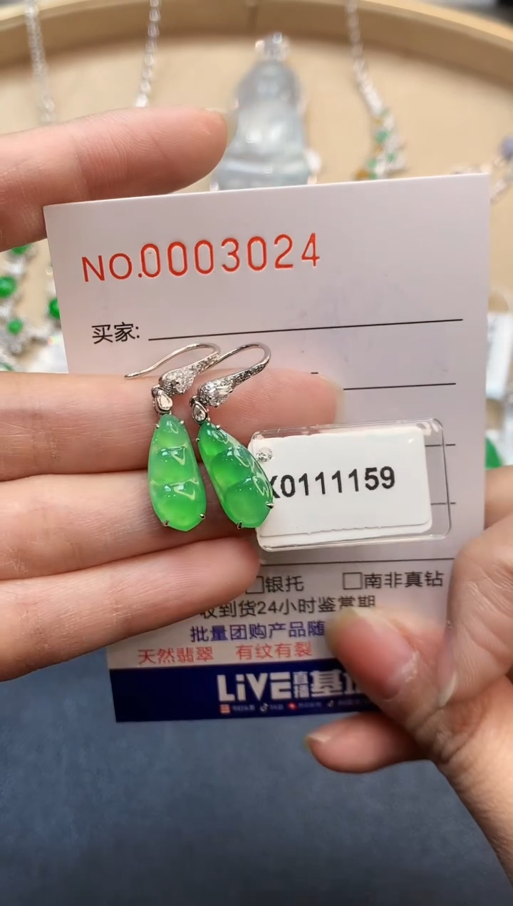 【闪购商品】翡翠耳饰18K金镶嵌3024　　　