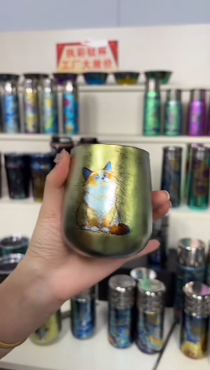 纯钛蛋杯 金色 小猫 
