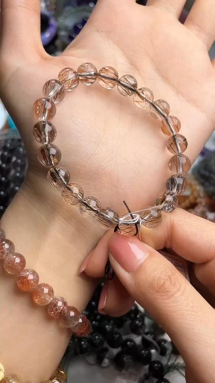 【闪购商品】水晶手链银S925镶嵌9mm黑金超水晶手链