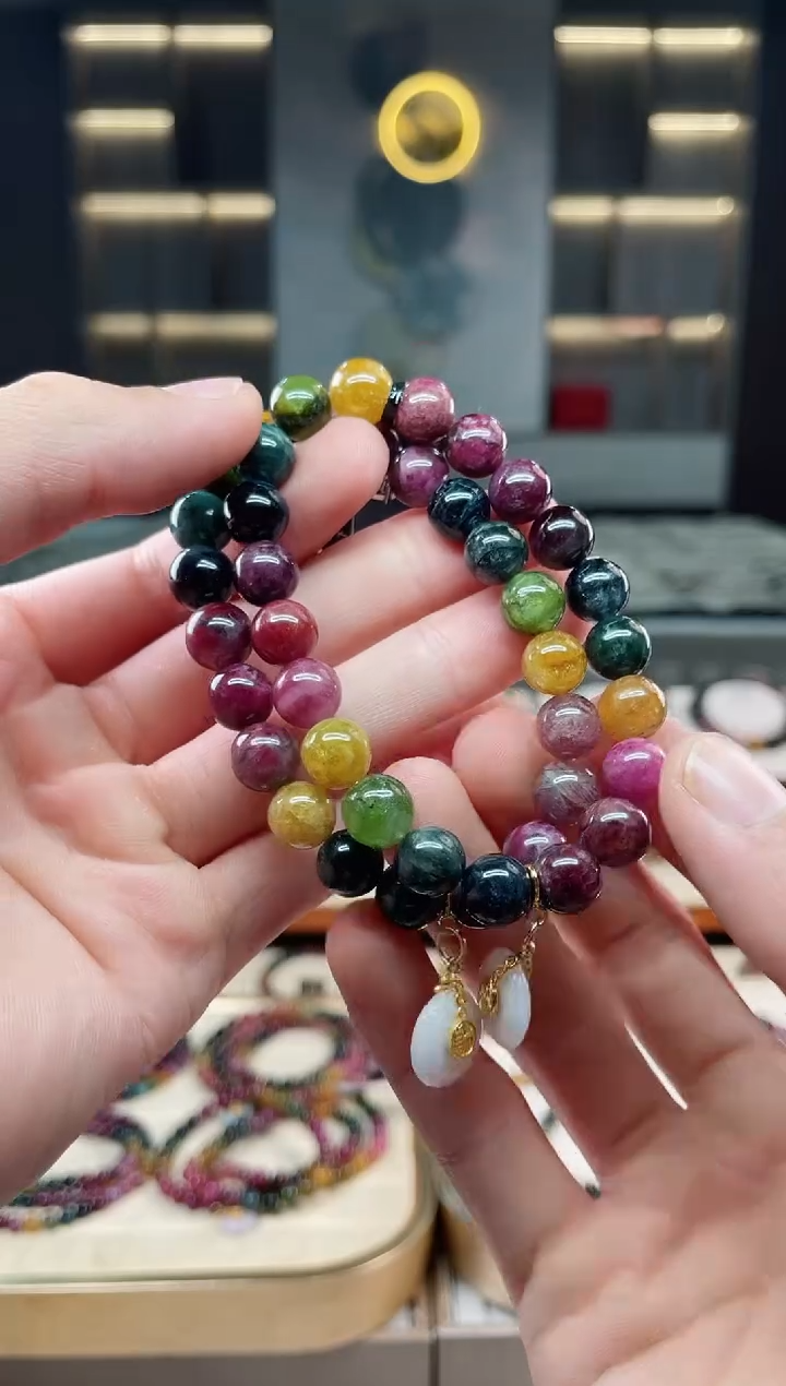 未镶嵌老矿碧玺单圈手串9mm+碧玺多样性发一条xion
