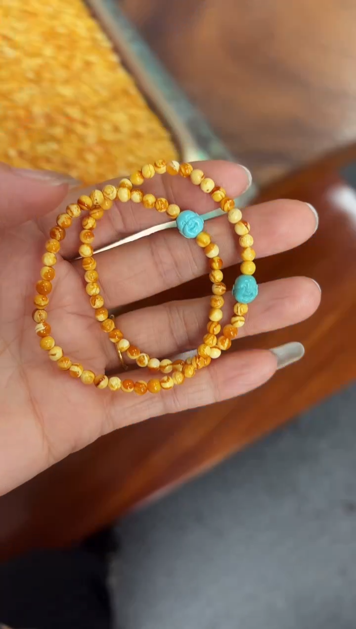 【闪购商品】琥珀裸石未镶嵌花蜡DIY弥勒手串多样性发其中一件