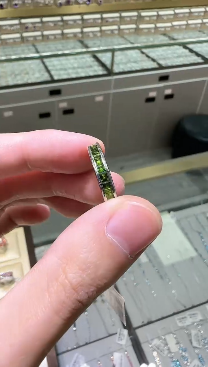 【闪购商品】透辉石排戒银S925镶嵌精致