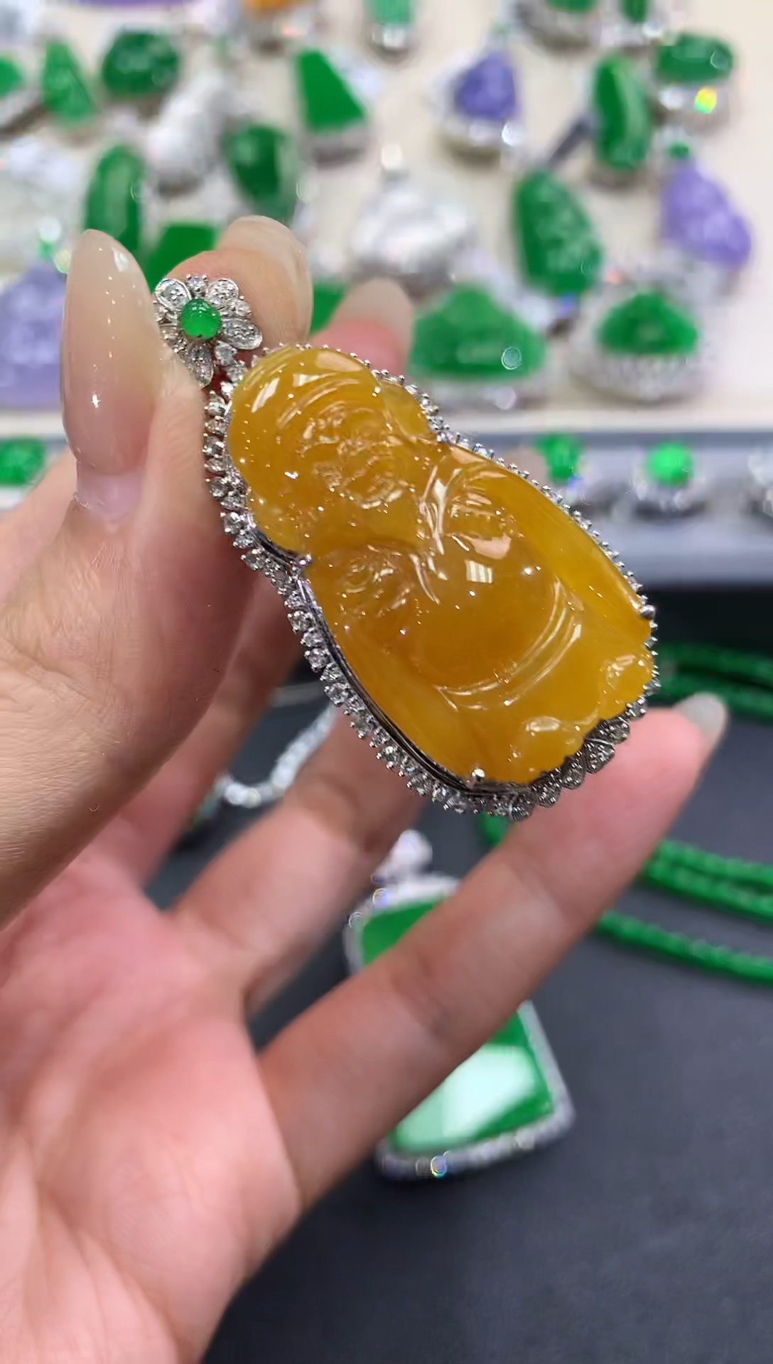 【闪购商品】翡翠吊坠(不含链)18K金镶嵌w123      