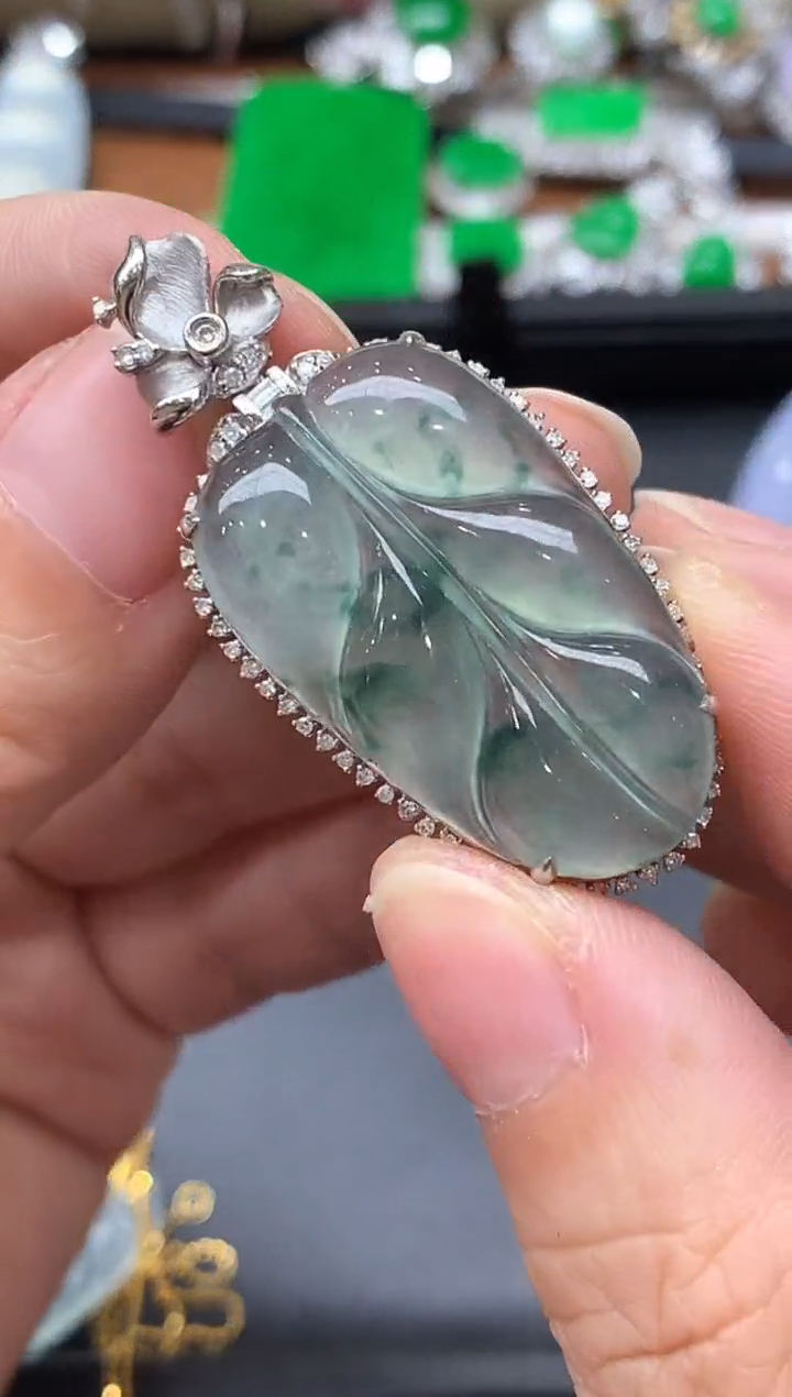 颈饰18K金镶嵌翡翠503-中国好珍宝