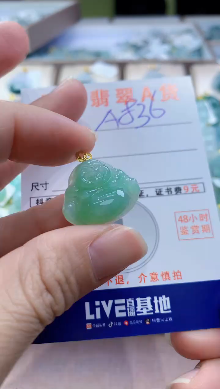 颈饰18K金镶嵌翡翠天然缅甸a货翡翠