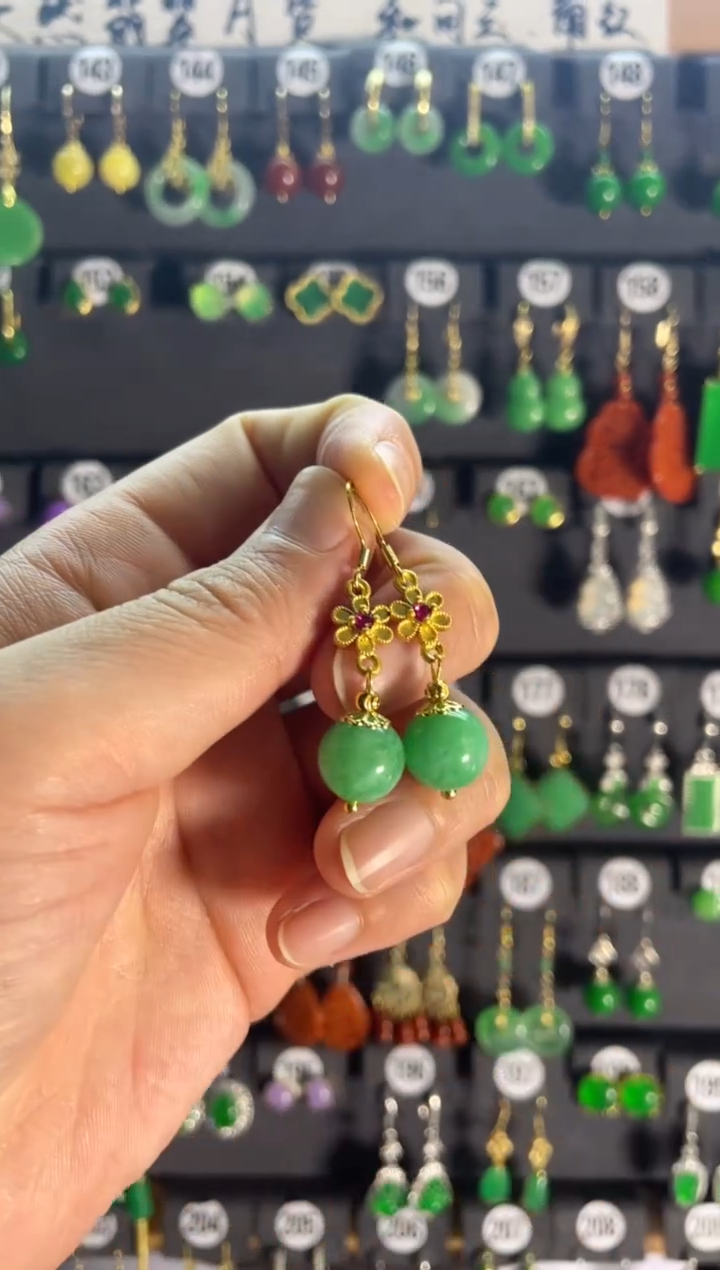 【闪购商品】翡翠耳饰银S925镶嵌504...