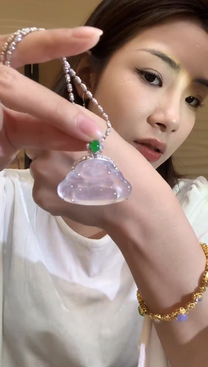 吊坠(不含链)18K金镶嵌翡翠A75 