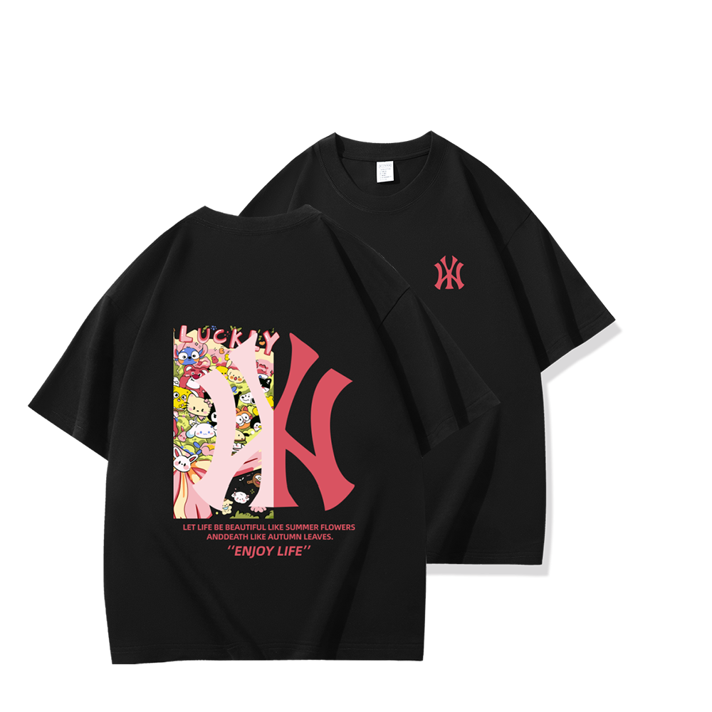 官方正品 圆领短袖T恤男装休闲百搭纯棉女运动2025夏情侣半袖潮T