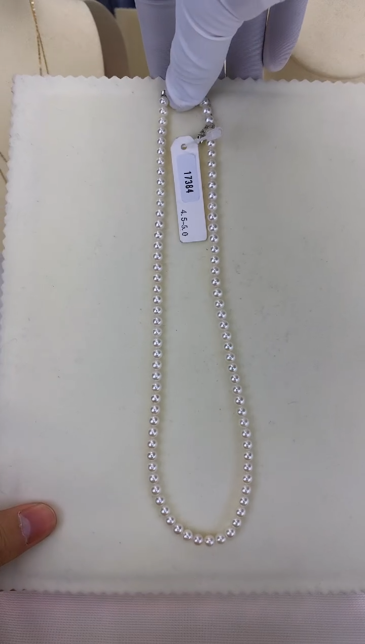 银S925镶嵌DA海水珍珠 GD039 4.5-5 昭和akoya串链带证书