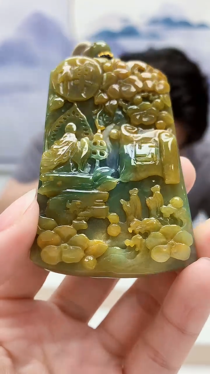 未镶嵌定制翡翠5060lr-毛货挂件44