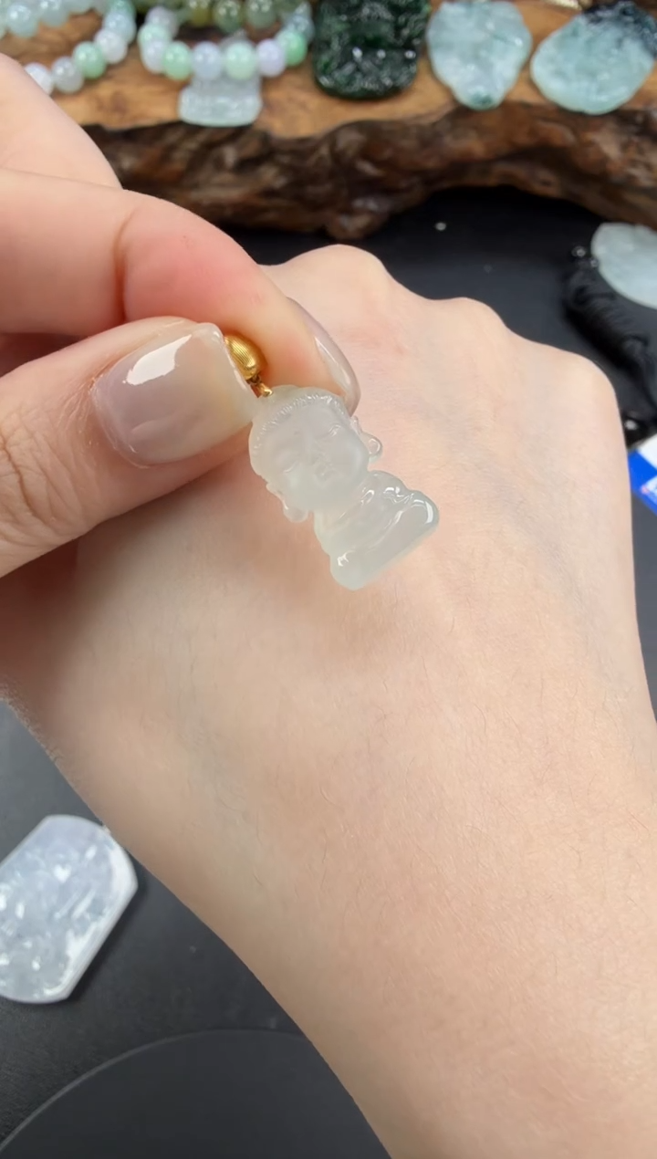 吊坠(不含链)18K金镶嵌翡翠翡翠饰品-100