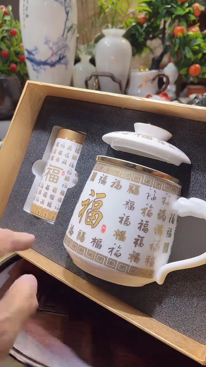 瓷片德艺茶器直播间@@百福办公杯