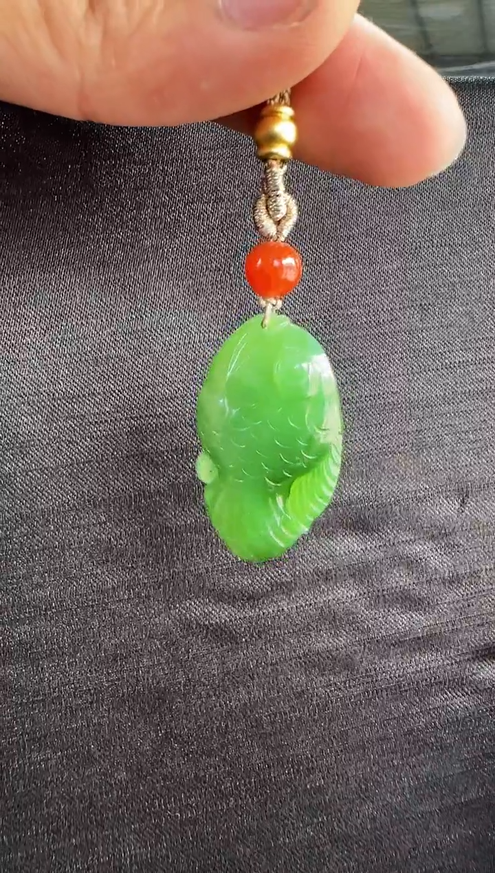 【闪购商品】和田玉吊坠未镶嵌俄七冰底猫眼鱼吊坠