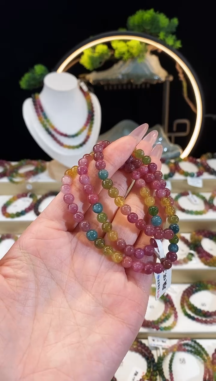 【闪购商品】碧玺手链未镶嵌 G2138三圈颜色微差