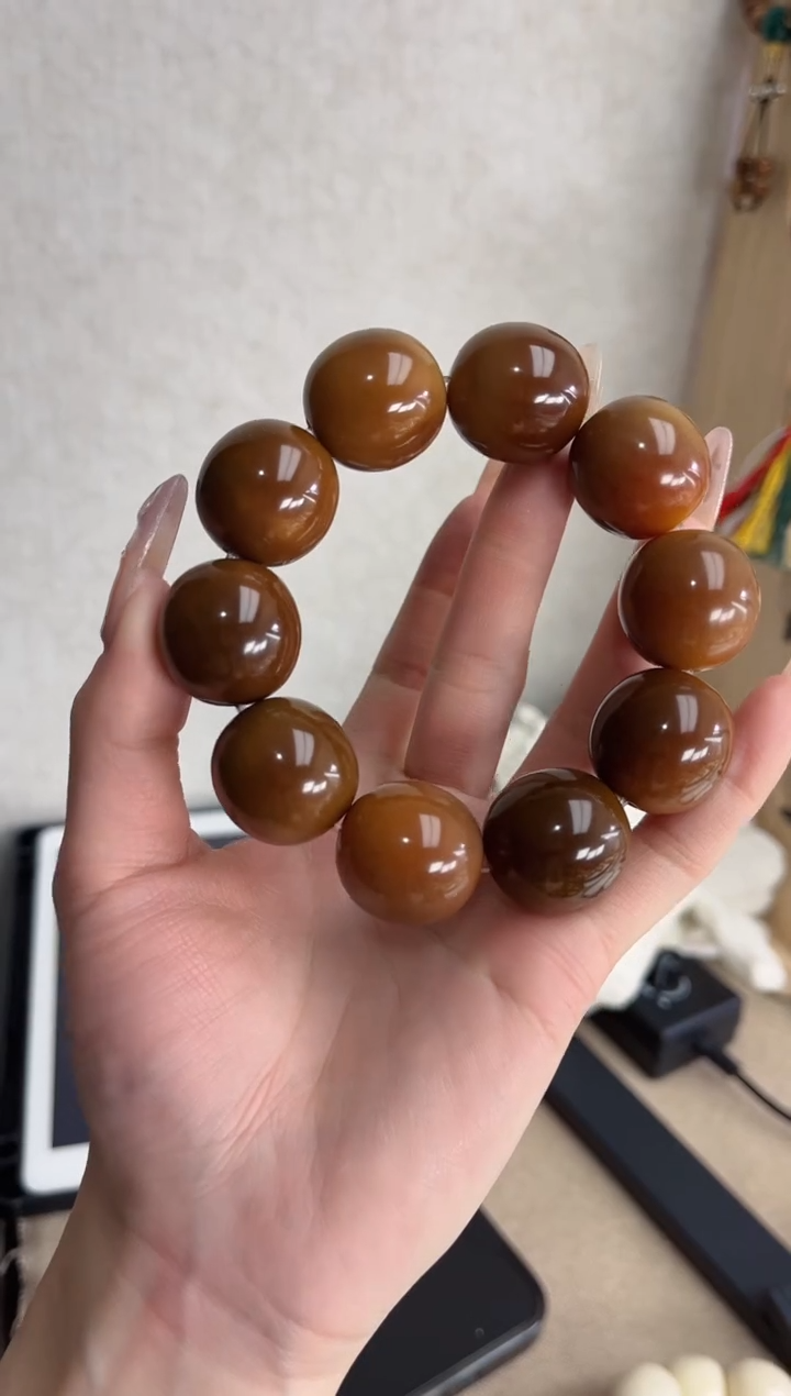 【闪购商品】菩提根/象牙果手串干磨鹅蛋22*23mm手串C66