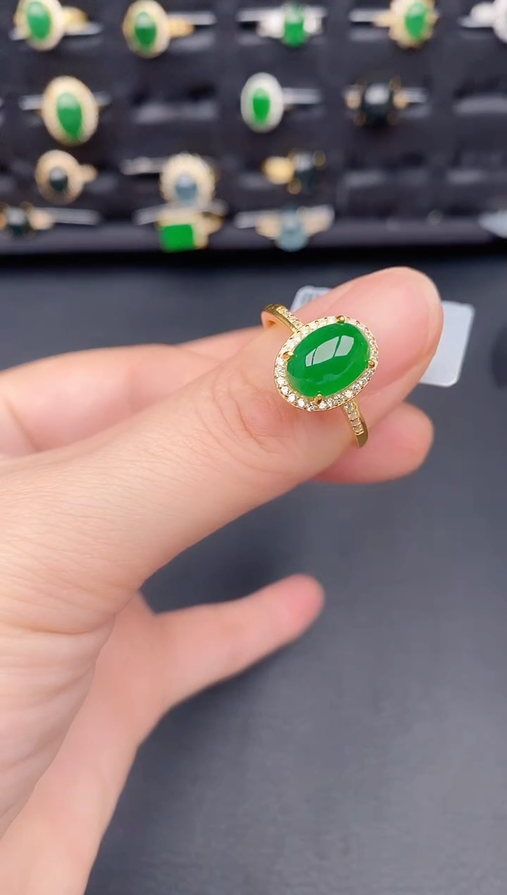 银S925镶嵌戒指翡翠天然a货翡翠194