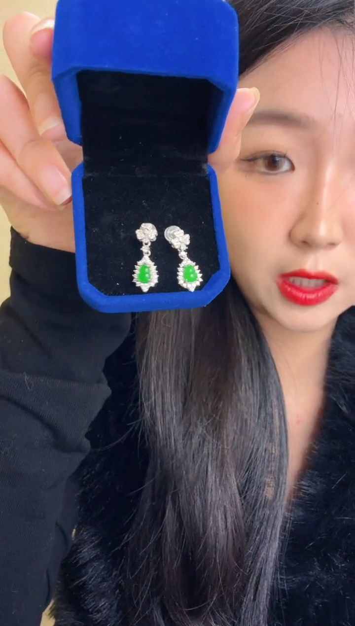 【闪购商品】翡翠耳饰银S925镶嵌耳饰