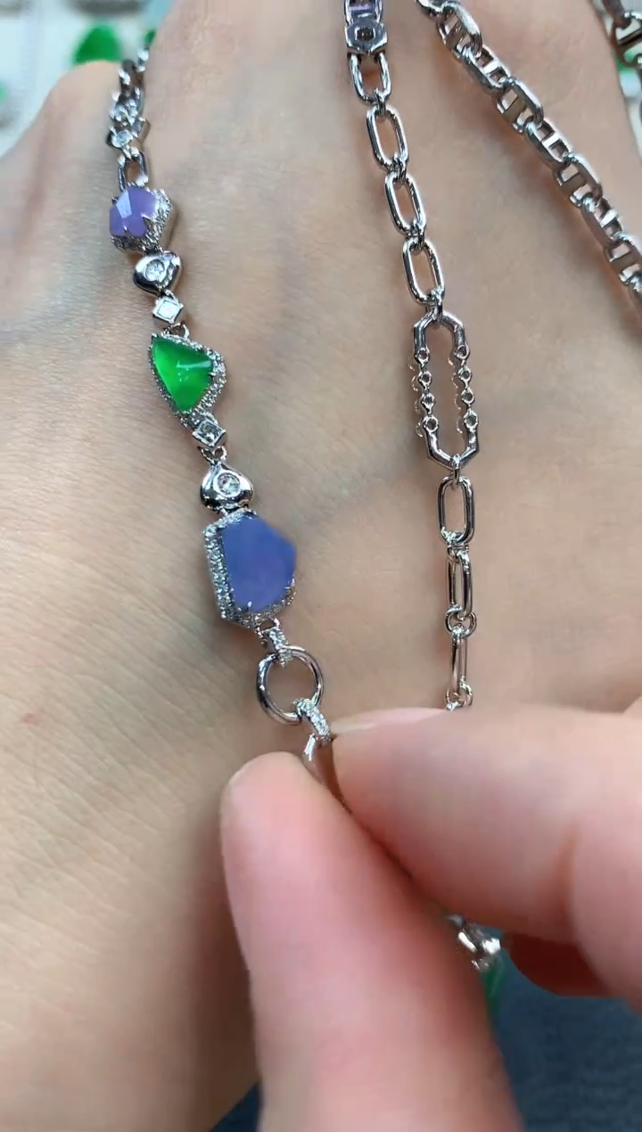 【闪购商品】翡翠项链18K金镶嵌n77不含吊坠