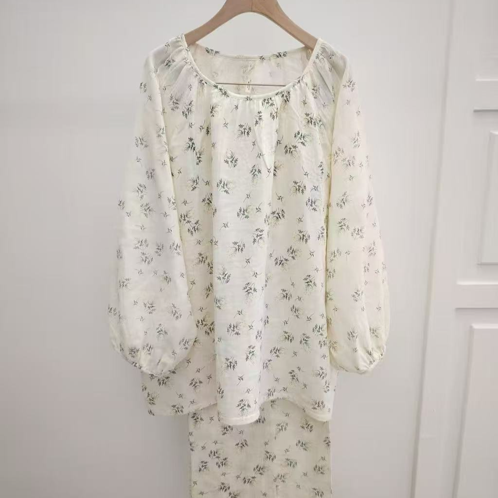 【长袖套装】A类婴儿100%棉纱长袖睡衣春秋家居服防凸点碎花套装