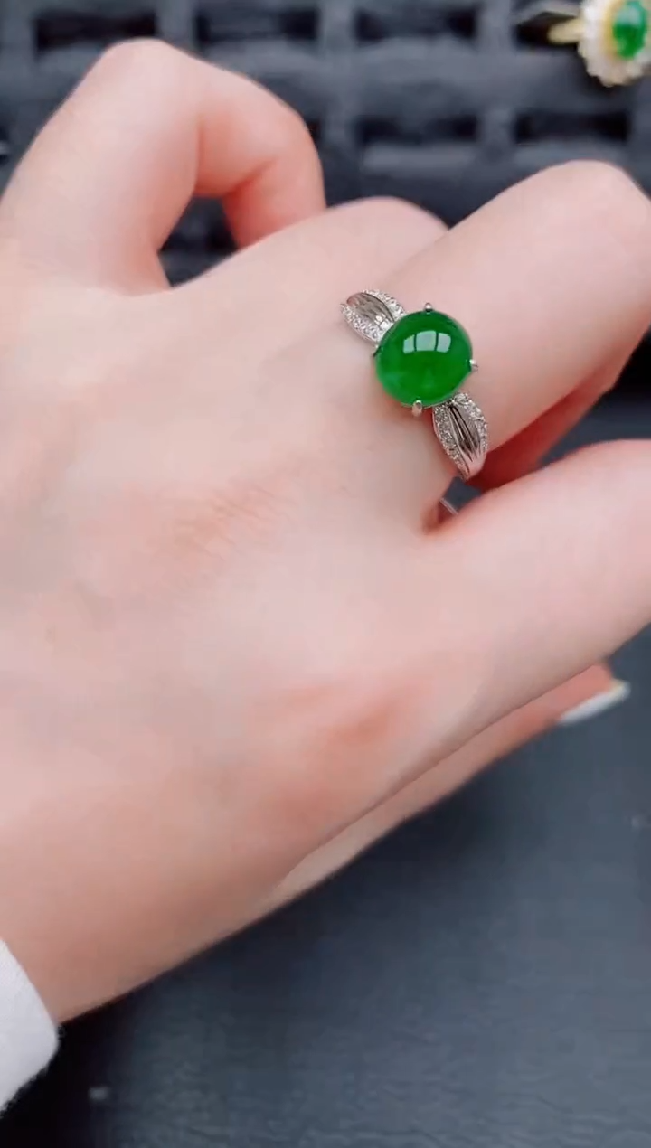 【闪购商品】翡翠戒指银S925镶嵌天然a货翡翠165