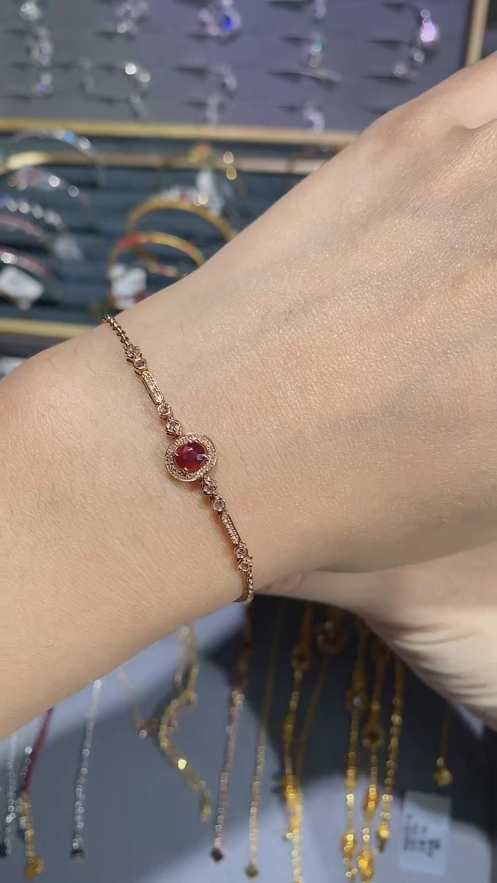 【闪购商品】红宝石手链18K金镶嵌手链