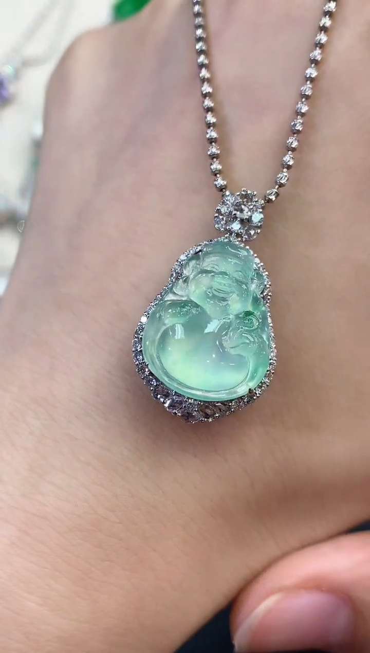 【闪购商品】翡翠吊坠(不含链)18K金镶嵌D70     