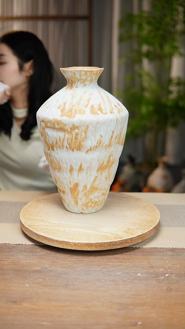 【闪购商品】陶瓷 花器诧寂黄高脚