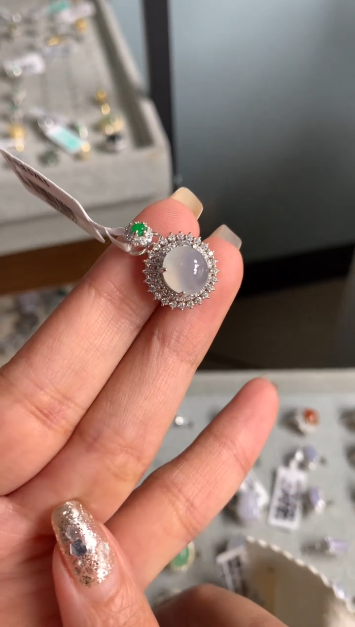 银S925镶嵌戒指翡翠吊坠