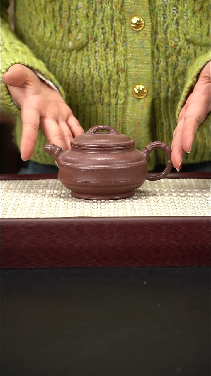 茶壶紫砂桃花泥  双线竹鼓