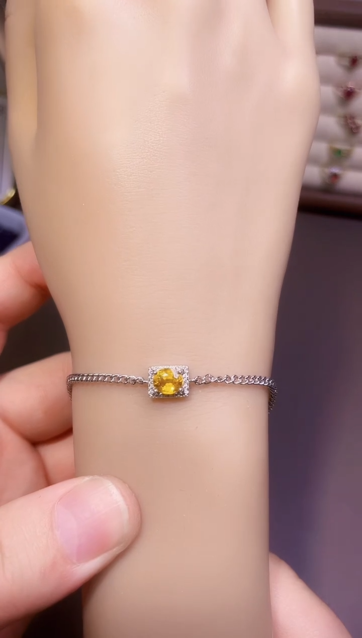 【闪购商品】彩色蓝宝石手链银S925镶嵌一枚