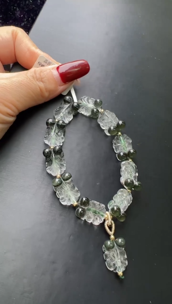 【闪购商品】水晶手串未镶嵌绿幽灵年年有鱼手串 JP38319
