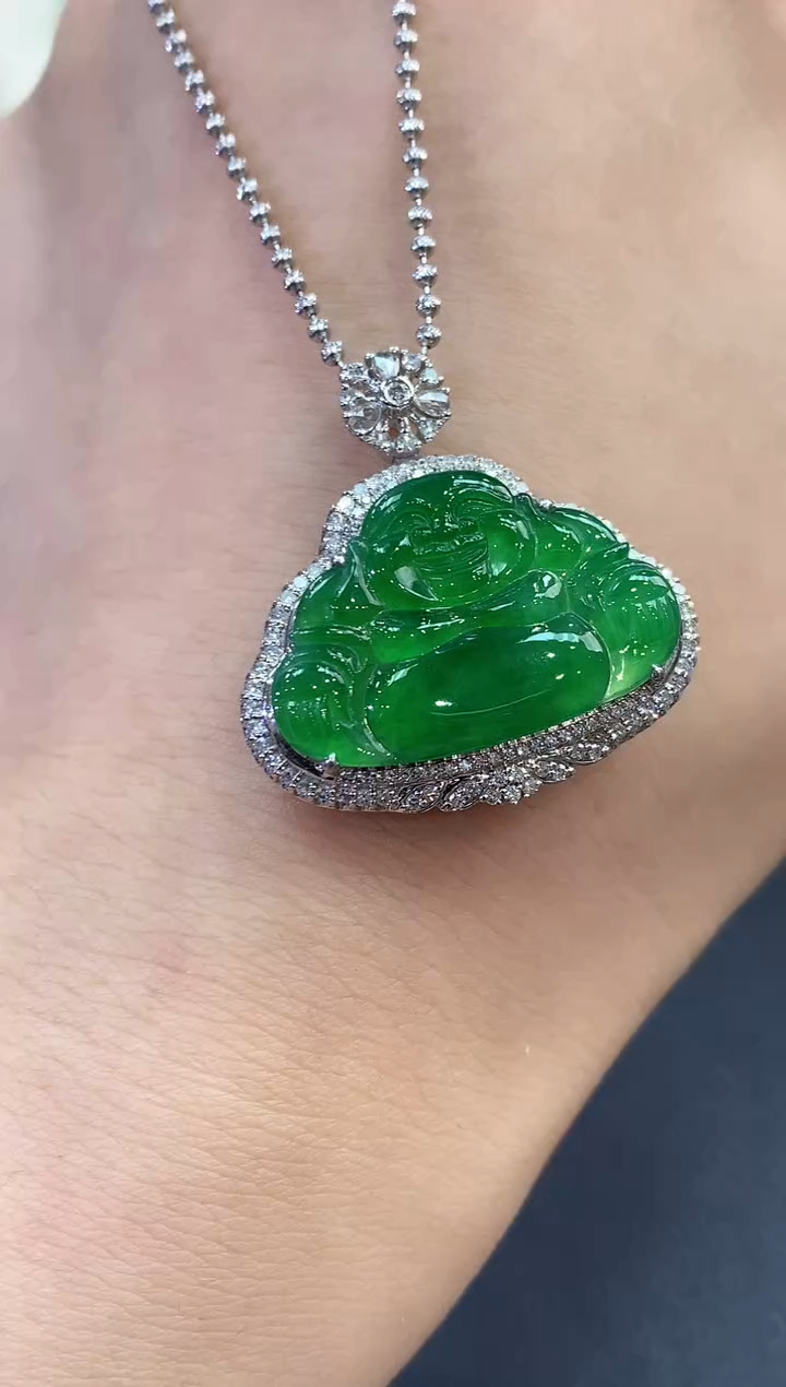 【闪购商品】翡翠吊坠(不含链)18K金镶嵌D18