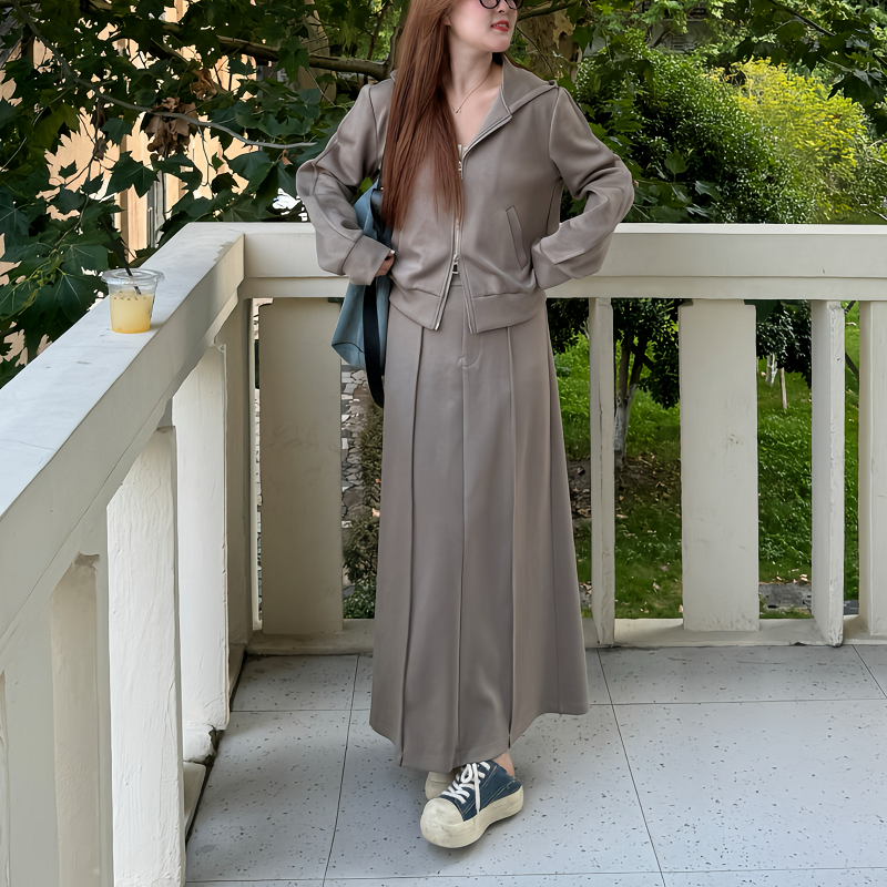 盈盈&南岛风大码女装女秋宽松显瘦连帽卫衣半身裙时尚套装ZYY910