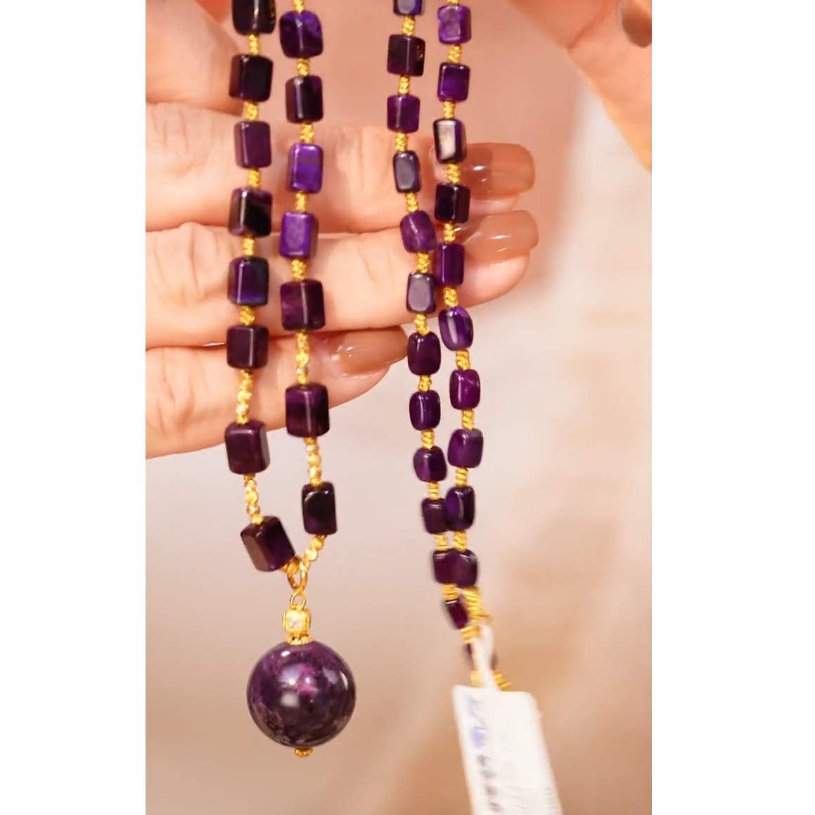 舒俱来皇家紫方珠圆珠吊坠18k/44cm/4mm/AZB2207/AZB2185