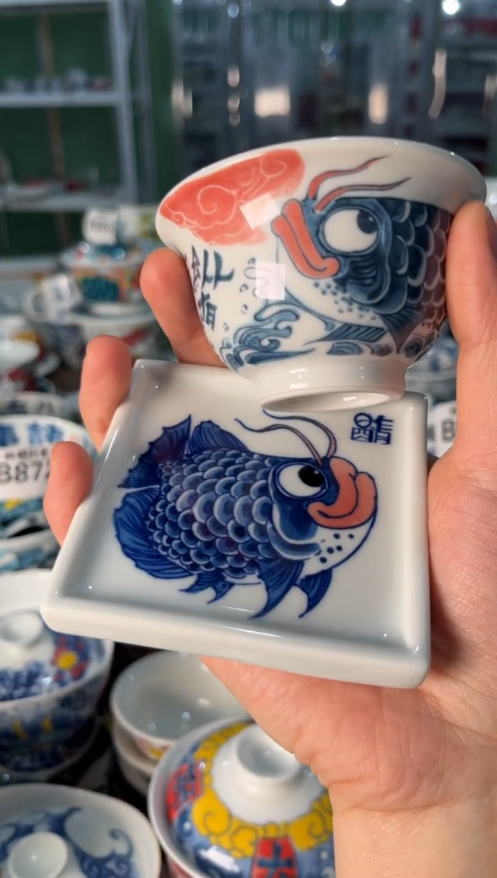 瓷片陶娜*昨明压手+杯垫一套（福利价格）