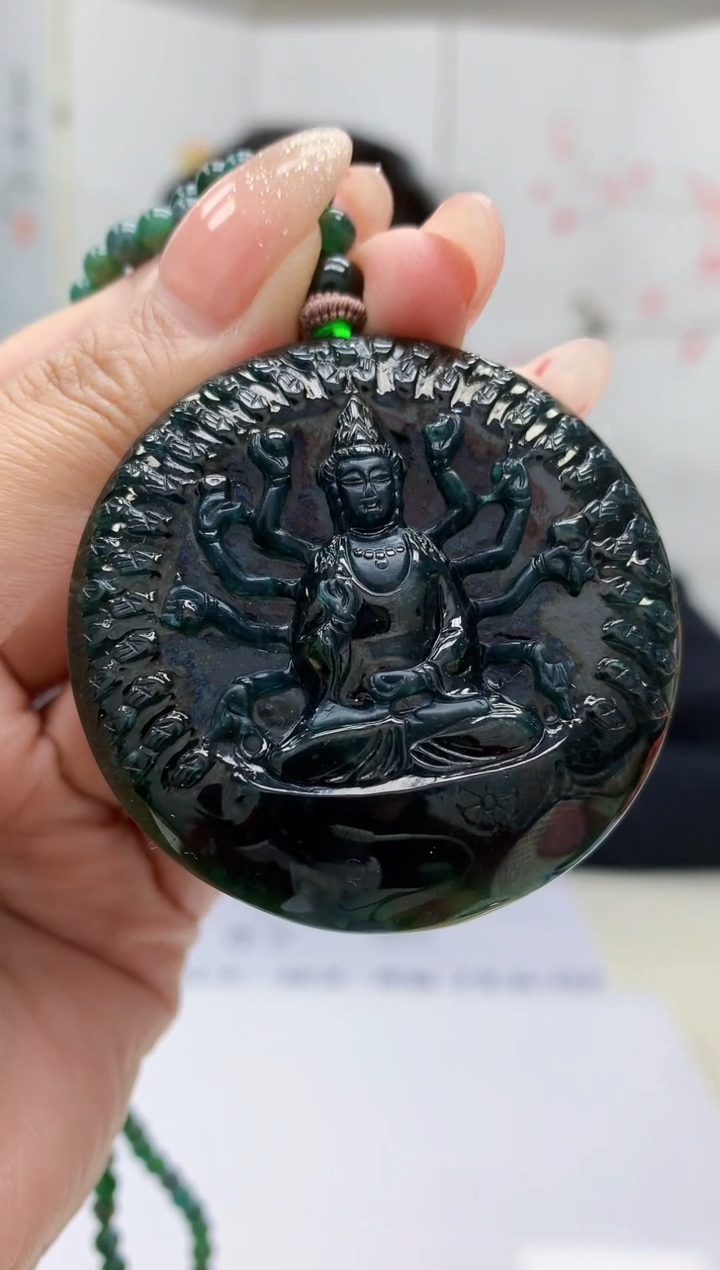 【闪购商品】定制翡翠未镶嵌5152MM-毛货挂件110