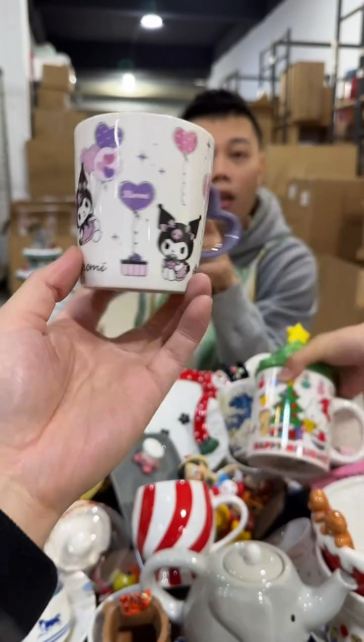 瓷片库洛米爱心把手水杯