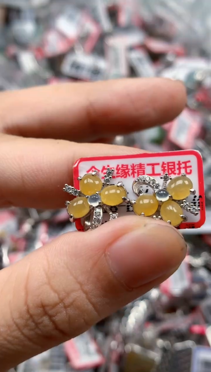 银S925镶嵌戒指翡翠天然A货缅甸翡翠