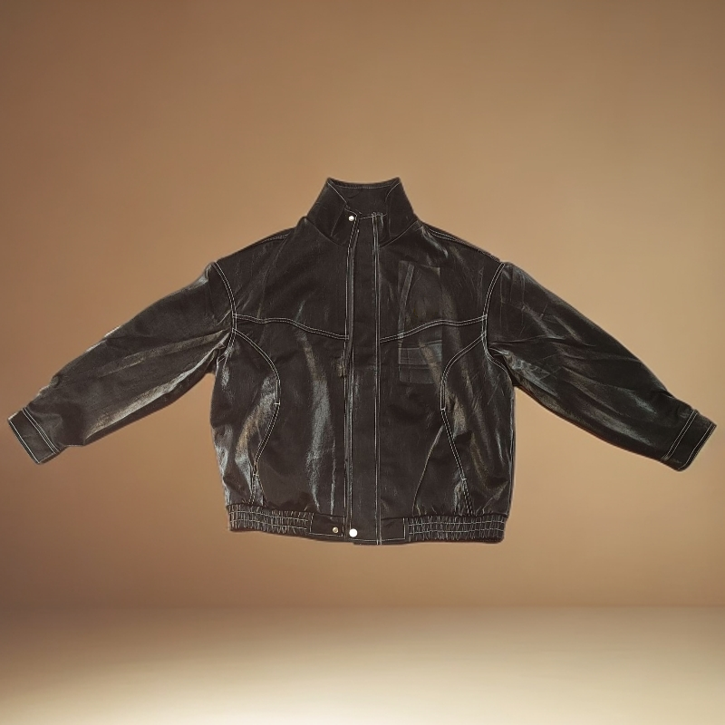 双十一美式皮衣夹克男明辑线百搭短款休闲秋季翻领春秋短外套男女