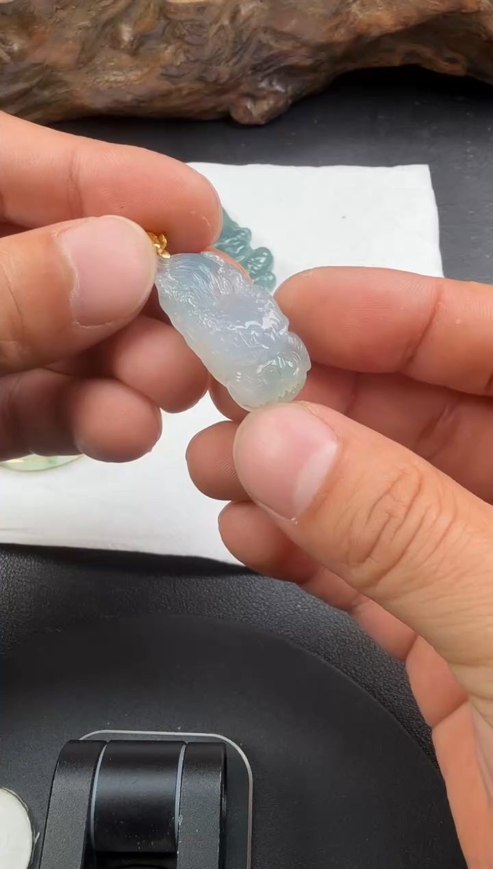 吊坠(不含链)18K金镶嵌翡翠翡翠饰品-222