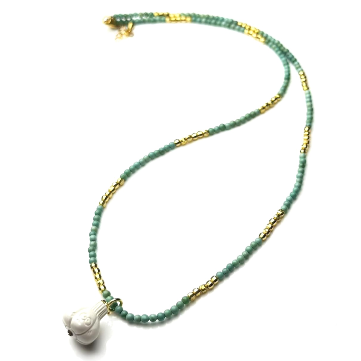 ZBG0891绿松猛犸神机妙算吊坠项链（天然珠宝多样性发其一）