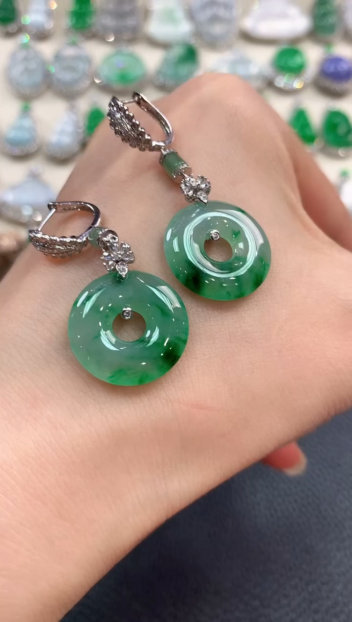 【闪购商品】翡翠耳饰18K金镶嵌n17   