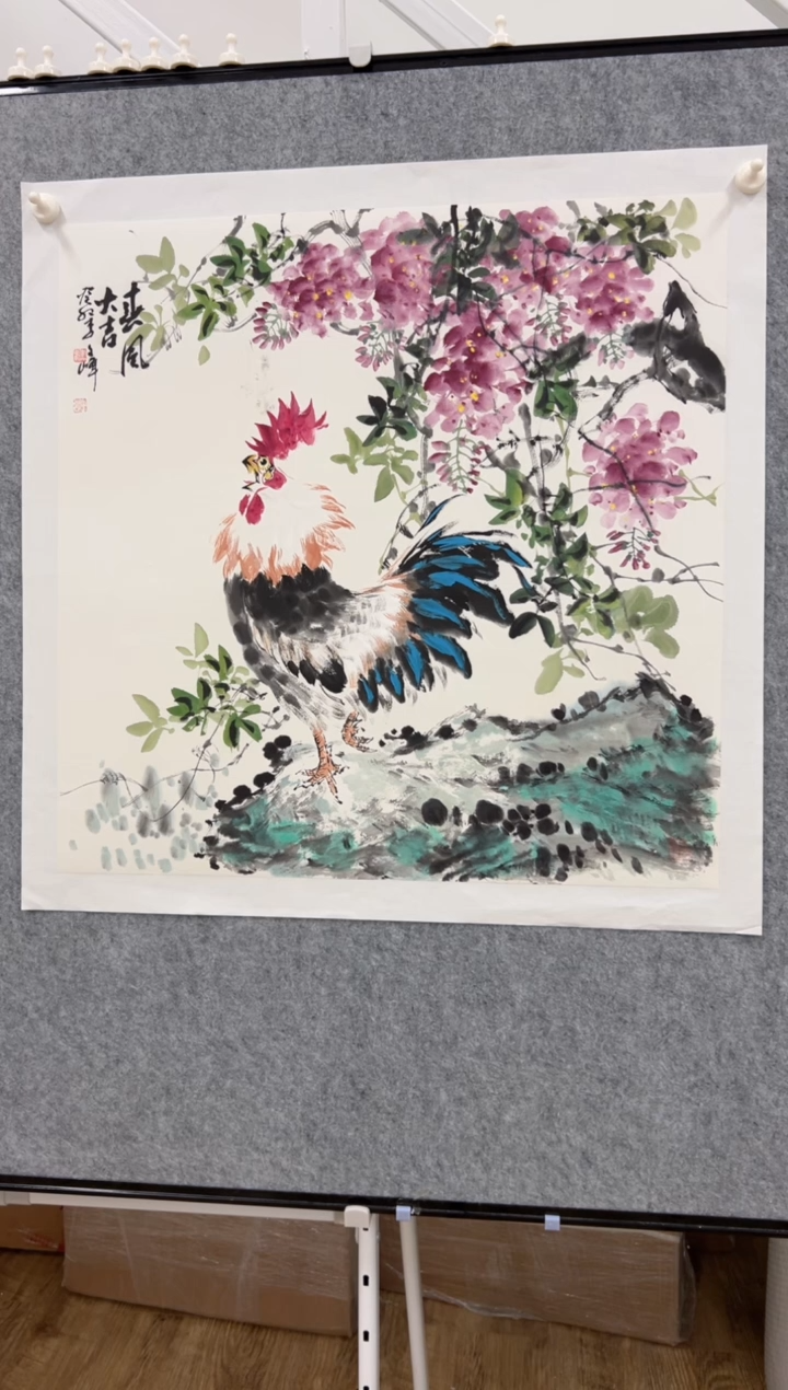 国画李文峰四尺斗方花鸟